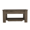 Austin Storage Table; One Extendable Table Shelf; Four Legs; Lower Shelf -Dark Brown